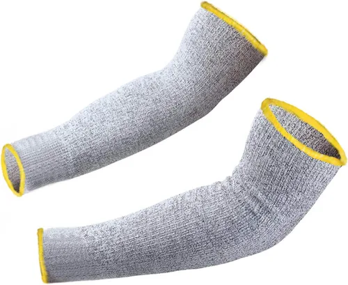 Miniatura 12 de 5 pares de mangas protectoras para brazos, protección de nivel 5 resistente a cortes con orificio para el pulgar (negro)