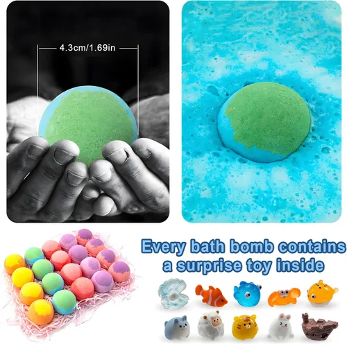 Miniatura 6 de Bombas de baño para niños con sorpresa en el interior, paquete de 20 bombas de baño para niños, relleno de cesta de Pascua, regalos de Pascua