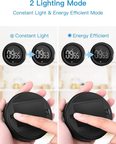 Miniatura 6 de LIORQUE Temporizador digital de cocina, temporizador de cuenta regresiva magnética con pantalla LED grande, 2 niveles de brillo, 3 niveles