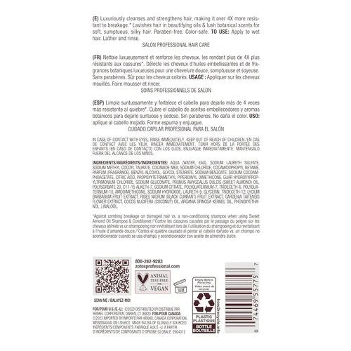 Miniatura 7 de Bain de Terre Champú largo y saludable con aceite de almendras dulces, fuerza y protección para cabello débil y dañado, con aceites de argán