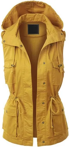 Miniatura 5 de Chaleco utilitario de algodón Anorak sin mangas con capucha para mujer