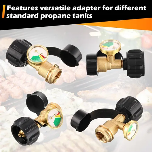 Miniatura 6 de Tandefio Indicador de nivel de tanque de propano, detector de fugas, medidor de presión de gas, tanque de propano universal QCC1 con cubierta