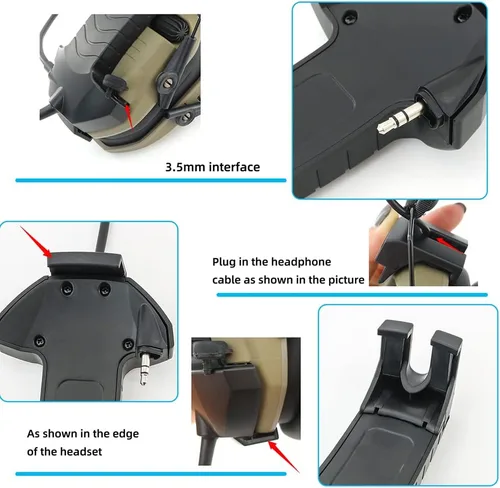 Miniatura 7 de Micrófono y PTT para Auriculares con Cancelación de Ruido Walkerrazor Airsoft (Negro)