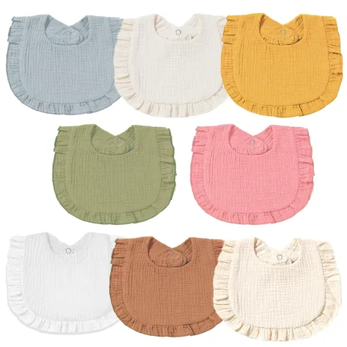 Miniatura 8 de Baberos de muselina para bebé, baberos tipo bandana para babeo para niñas, baberos de algodón 100% ajustables y suaves para dentición y babeo