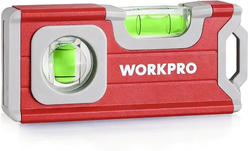 WORKPRO Nivel pequeño, mini herramienta de nivel de 4-1/2 pulgadas, nivel de bolsillo magnético con 2 burbujas diferentes 90°/180°, construcción de