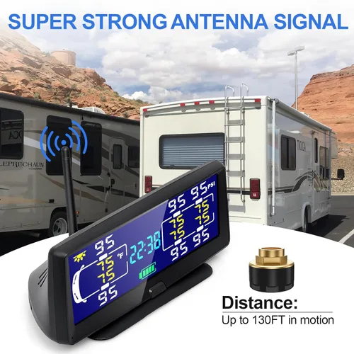 Miniatura 2 de Hieha Sistema de monitoreo de presión de neumáticos para RV, TPMS solar de 7.84” para RV, remolque de viaje, camión de viaje, quinta rueda