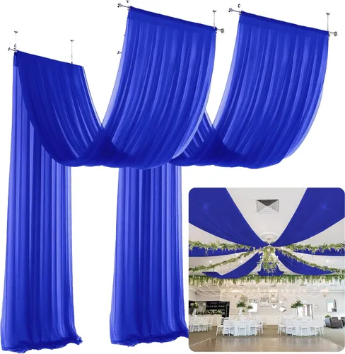 Miniatura 15 de Cortinas de techo verdes para cortinas de boda para techo, tela drapeada, 2 paneles de 5 x 20 pies, cortinas de tela para cortinas de arco de boda