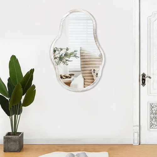 Miniatura 6 de Espejo asimétrico para pared, con marco de madera de nube irregular, moderno, único, decorativo, artístico, para dormitorio, sala de estar, baño