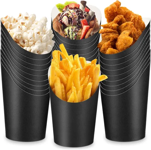 Miniatura 8 de Potchen 100 tazas de papas fritas de 14 onzas, papel de charcutería, soportes para papas fritas, caja de palomitas de maíz, conos de gofre