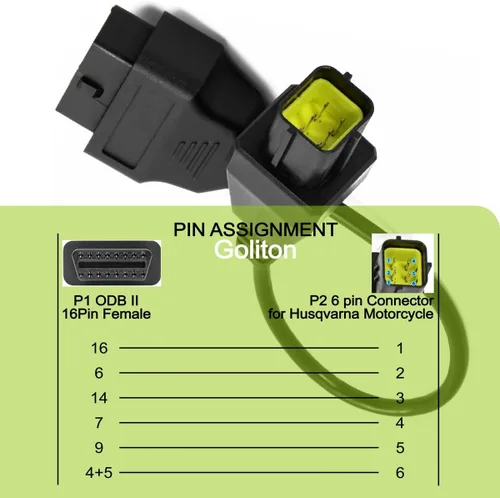 Miniatura 4 de Adaptador de Cable de Diagnóstico de 16 Pines a 6 Pines OBD2 OBDII para Motocicleta Compatible con Husqvarna