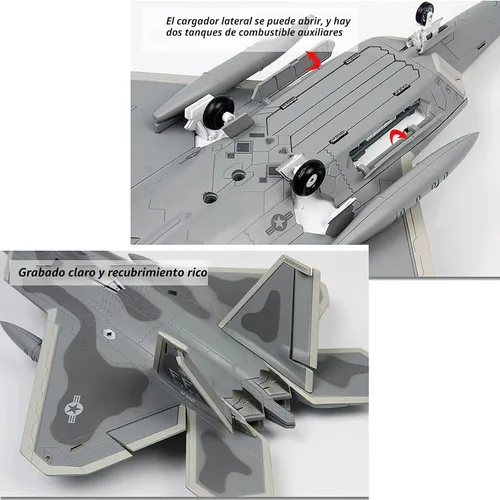 Miniatura 4 de F-22 Raptor Diecast Metal Plane 1/72 Escala, modelo de pantalla de caza gris