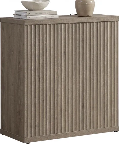 Miniatura 19 de SICOTAS Armario de buffet con aparador de almacenamiento, diseño moderno con puertas y estantes, consola multimedia acanalada, mesa de café