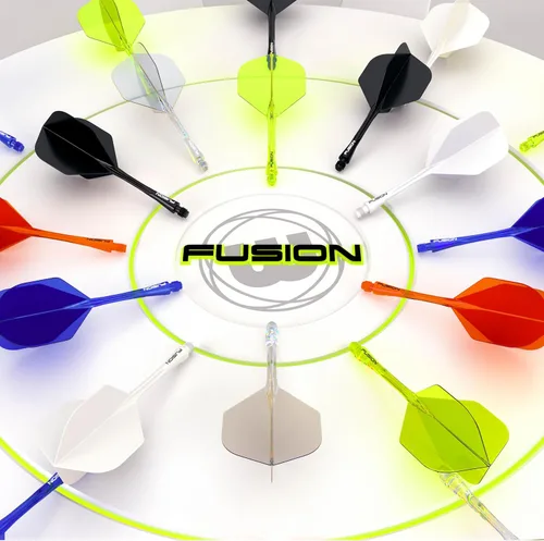 Miniatura 6 de Winmau Darts Fusion Sistema Integrado de Vuelo y Eje - Forma y Diseño No.6 - Disponible en Corto, Intermedio y Mediano - Negro, Amarillo y Rojo