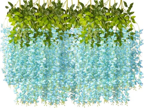 Miniatura 12 de AITISOR Paquete de 24 guirnaldas artificiales de vid de glicina falsa (3.75 pies), guirnalda colgante de flores de seda para decoración del hogar