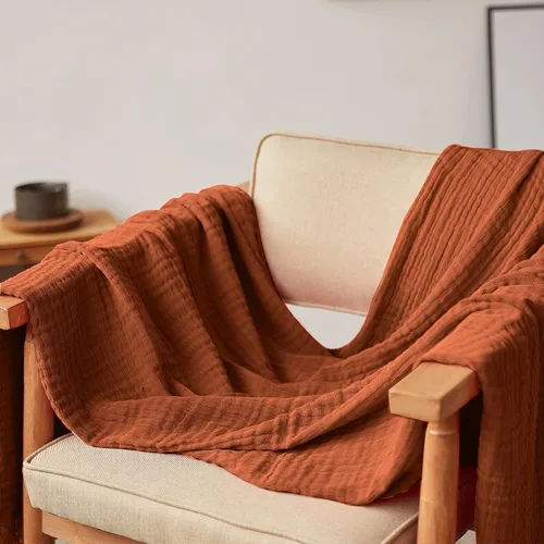Miniatura 5 de Simple&Opulence Manta de muselina de algodón para cama, sofá, manta de gasa tejida de punto con borlas, suave, ligera, acogedora, prelavada