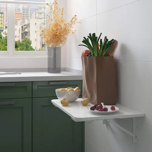 Miniatura 3 de Mesa plegable de pared para cocina, comedor, con soporte de acero inoxidable, mesa de almacenamiento para lavandería, mesa de trabajo