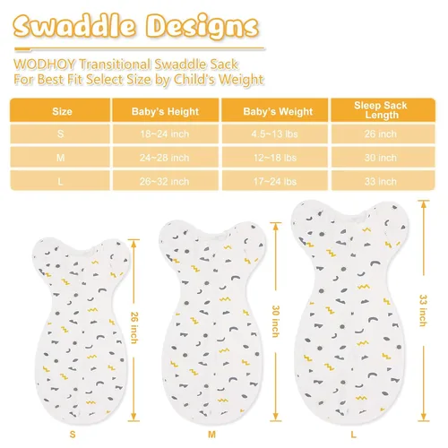 Miniatura 2 de Swaddle Newborn Age 3-6 Months, 2-Pack Newborn Swaddle Sack with 2 Way Zipper, 100% Cotton Arms Up for Newborns, Arms Out, 0.5 Tog Baby Sleep Sack