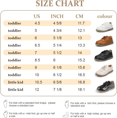 Miniatura 6 de Kannior Zapatos Oxford de piel sintética para niños y niñas, zapatos de vestir de boda para niños pequeños, con cordones, suela de textura