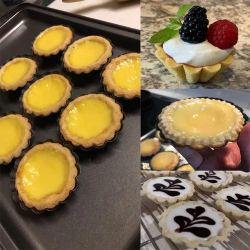 Miniatura 8 de Moldes para tarta de huevo, 12 moldes para tartas de 2.6 pulgadas, mini sartenes antiadherentes de acero al carbono, moldes para hornear