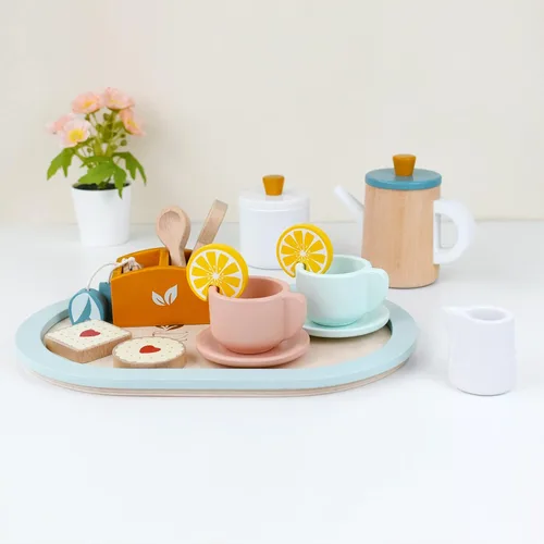 Miniatura 2 de PairPear Juego de té de madera para niñas pequeñas, juguetes de madera, juego de té para niños pequeños, accesorios de cocina para niños, fiesta