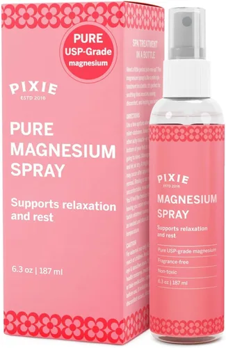 Pixie Pure Magnesium Spray 1.35oz – Grado USP – Alivio tópico de absorción rápida para dolores corporales, sueño y molestias menstruales – Tamaño de