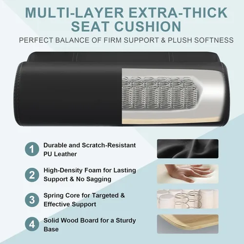 Miniatura 7 de Silla de oficina ejecutiva, silla de escritorio ergonómica y cómoda con reposabrazos y ruedas abatibles acolchados, de piel sintética, resistente