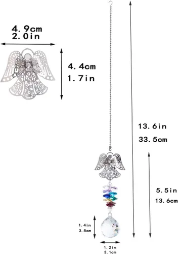 Miniatura 2 de H&D HYALINE & DORA Atrapasol de Cristal Ángel Guardián Cuentas de Chakra Amuleto para Coche para Espejo Retrovisor