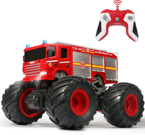 Camión de Bomberos de Control Remoto Camión Monstruo Juguete, Camión de Bomberos RC 1/18, Camión de Carreras RC de Pasatiempo Todo Terreno de 2.4GHz