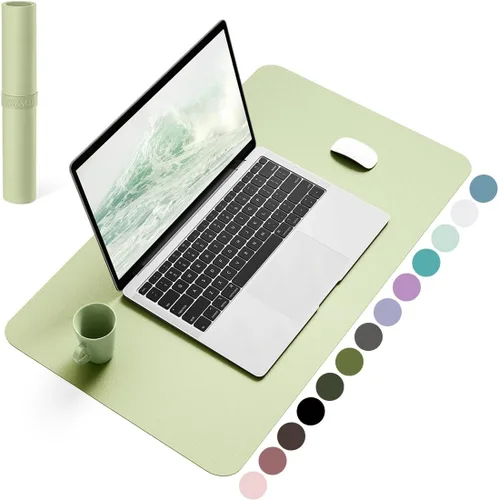 Miniatura 22 de YSAGi Almohadilla de escritorio de piel antideslizante, tapete impermeable para teclado de computadora portátil, protector de mesa y alfombrilla