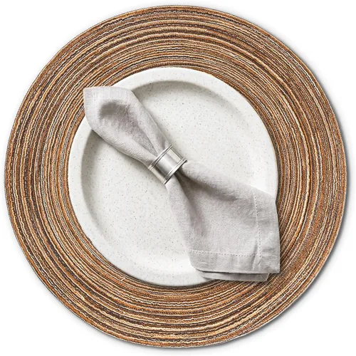 Miniatura 15 de AHHFSMEI Juego de 6 manteles individuales redondos trenzados para mesas de comedor, tejidos naturales, resistentes al calor, 15 pulgadas (beige)