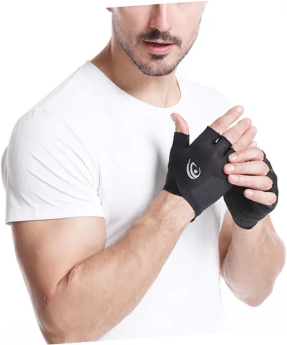 Miniatura 6 de GLEAVI Par de guantes de equitación para gimnasio, guantes de bicicleta para hombre, guantes de ciclismo de levantamiento de pesas, guantes de medio