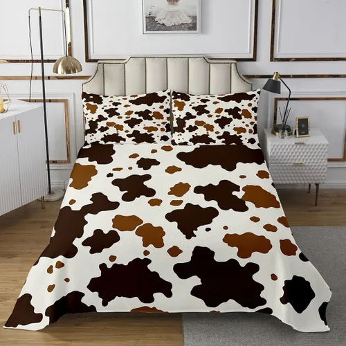 Colcha con estampado de vaca, tamaño individual, acolchado de piel de vaca para niños, niñas, hombres, mujeres, decoración de dormitorio, color