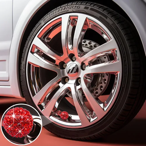 Miniatura 3 de 4 piezas de tapas de vástago de válvula de neumático con cristal brillante de diamante, tapas de válvula de neumático de rueda de coche con brillo