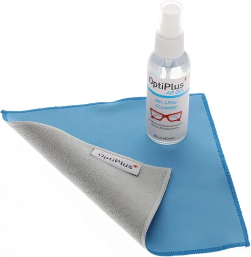 Miniatura 2 de OptiPlus Kit de limpieza de lentes de gel de 2 onzas Limpiador de lentes de gel antirreflectante y paño de microfibra de doble propósito