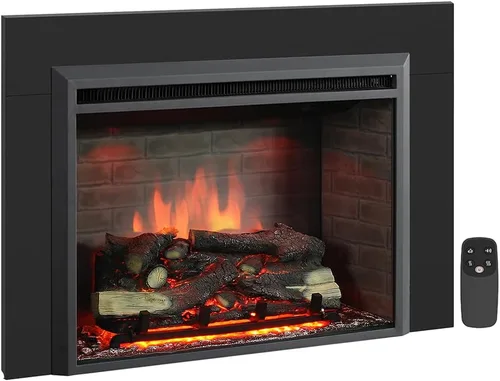 Miniatura 9 de PuraFlame - Inserto eléctrico de chimenea occidental con sonido crepitante de fuego, control remoto, 750/1500 W, negro, 22 53/64 pulgadas de ancho x