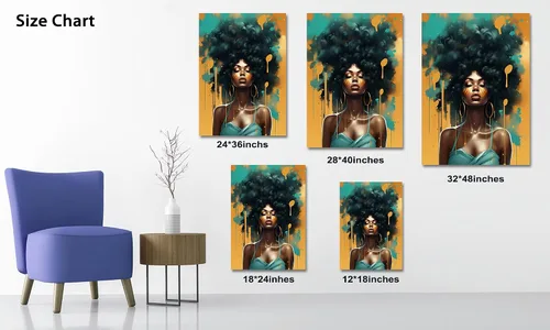 Miniatura 25 de Arte de pared afroamericano, decoración de rey y reina bailarín negro para sala de estar, arte de pareja de amor negro para dormitorio, lienzo