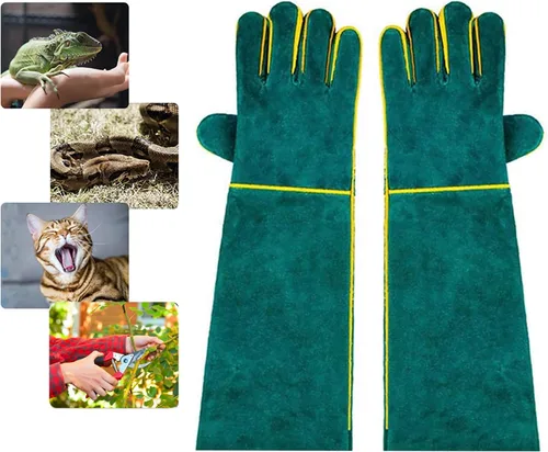 Guantes de manejo de animales, resistentes a las mordeduras, guantes antiarañazos de 15.7 pulgadas para gatos, guantes de cuero multiusos a prueba