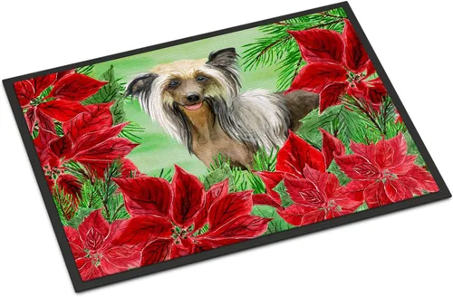 Miniatura 105 de Caroline's Treasures CK1311MAT Cavalier Spaniel Poinsettas - Felpudo de 18 x 27 pulgadas, tapete para puerta delantera, interior y exterior