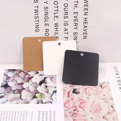 Miniatura 9 de Broche de papel kraft de 100 piezas, tarjetas con broche cuadrado, soporte para exhibir tarjetas, aretes marrones, etiqueta para vender joyas