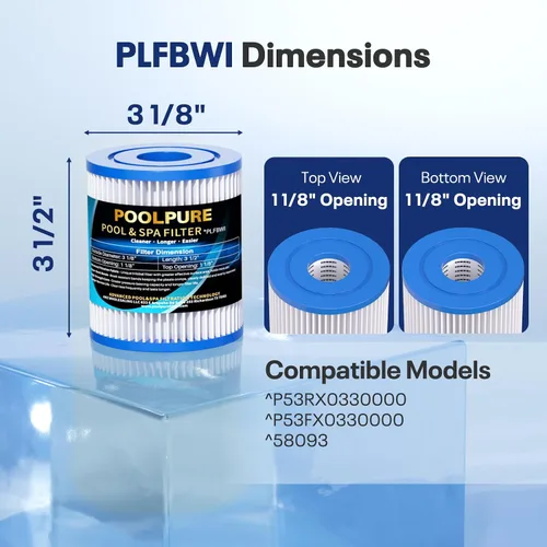 Miniatura 2 de POOLPURE Cartucho de filtro de piscina tipo I, compatible con Summer Waves tipo I P53RX0330000 / P53FX0330000, 58093, para bomba de piscina sobre