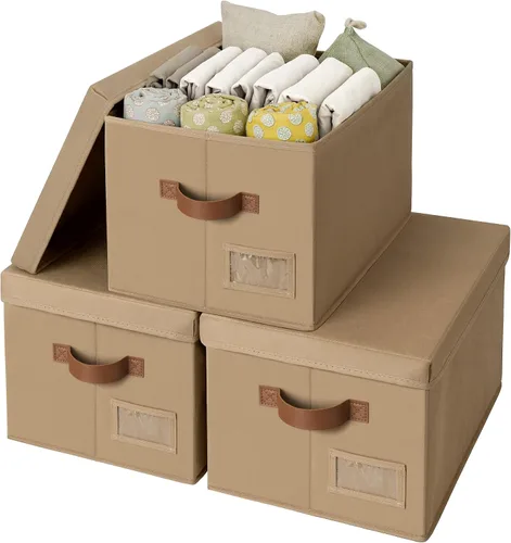 Miniatura 9 de GRANNY SAYS Cajas de tela con tapas, contenedores de almacenamiento con asas, contenedores de estante para organizar, cajas de almacenamiento extra