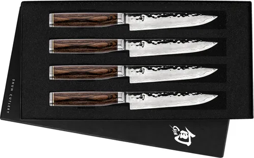 Shun Premier - Juego de cuchillos para carne, 4 piezas, cuchillos de 5 pulgadas, juego de cuchillos japoneses hechos a mano, núcleo VG-MAX con