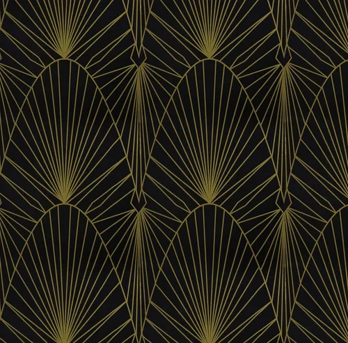 Yasinet Papel tapiz geométrico para despegar y pegar, papel de pared negro y dorado para dormitorio, baño, papel de contacto geométrico Art Deco,