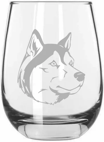 Miniatura 486 de Sakhalin Husky Dog - Copa de vino grabada personalizada de 15.25 onzas sin tallo