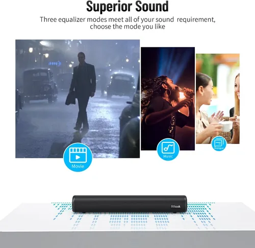 Miniatura 4 de LITTOAK Barra de sonido para TV, barra de sonido BT 5.0, barras de sonido de 50 vatios y 16 pulgadas para audio doméstico, juegos, proyectores
