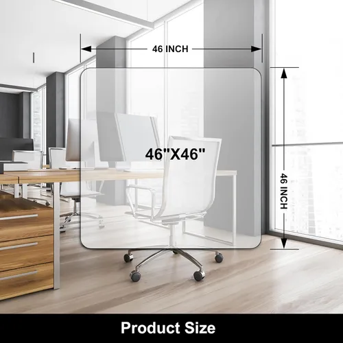 Miniatura 7 de Kuyal Tapete para silla para suelo de madera dura, 46 x 46 pulgadas, tapete rectangular para escritorio, tapete de protección duradero para sillas