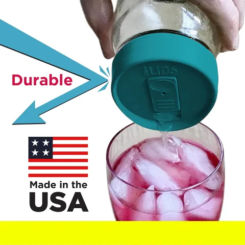 Miniatura 6 de Mason Jar - Tapa para bebida, boca regular, fabricada en Estados Unidos, color azul aguamarina, paquete de 2
