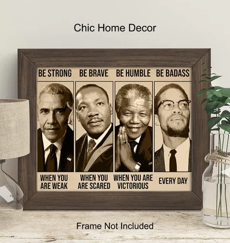 Miniatura 3 de Arte de pared y decoración afroamericana inspiradora - Sé fuerte, sé valiente, sé increíble - Decoración para el aula - Citas motivacionales