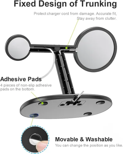 Miniatura 6 de EWA Soporte de carga MagSafe 2 en 1 para iPhone 16/15/14/13/12 y Apple Watch Series, SE, ángulo de visión ultra ergonómico, base antideslizante