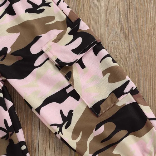 Miniatura 5 de Mandizy Conjunto de ropa de otoño para bebé niña pequeña, sudadera de manga larga con estampado de letras bendecidas, pantalones de camuflaje